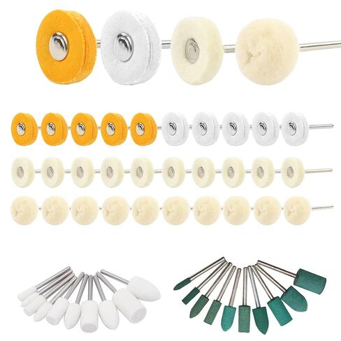 مجموعة عجلات تلميع للحفر لقم عجلة عازلة صغيرة ملحقات أداة دوارة ساعة تلميع مجموعة رأس لباد الصوف والقطن لقم طحن المجوهرات 3 مم مغزل 50 قطعة in Kuwait