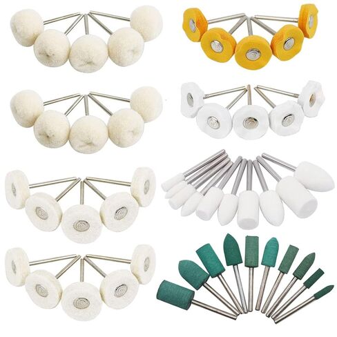 مجموعة عجلات تلميع للحفر لقم عجلة عازلة صغيرة ملحقات أداة دوارة ساعة تلميع مجموعة رأس لباد الصوف والقطن لقم طحن المجوهرات 3 مم مغزل 50 قطعة in Kuwait