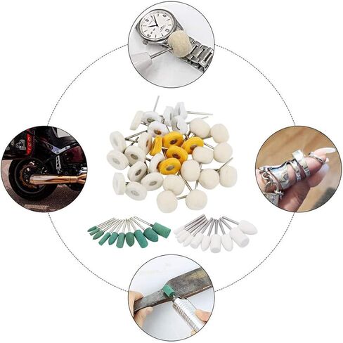 مجموعة عجلات تلميع للحفر لقم عجلة عازلة صغيرة ملحقات أداة دوارة ساعة تلميع مجموعة رأس لباد الصوف والقطن لقم طحن المجوهرات 3 مم مغزل 50 قطعة in Kuwait