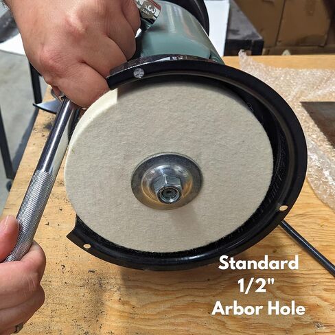 LINE10 Tools 6-inch Hard Felt Buffing Polishing Wheel, Pack of 2, with 1/2-Inch Arbor Drill Adapter, Works with Bench Grinder Polisher Extra Thick Firm Condensed Wool for Metal, Glass, Knife in Kuwait