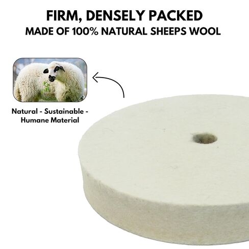 LINE10 Tools 6-inch Hard Felt Buffing Polishing Wheel, Pack of 2, with 1/2-Inch Arbor Drill Adapter, Works with Bench Grinder Polisher Extra Thick Firm Condensed Wool for Metal, Glass, Knife in Kuwait