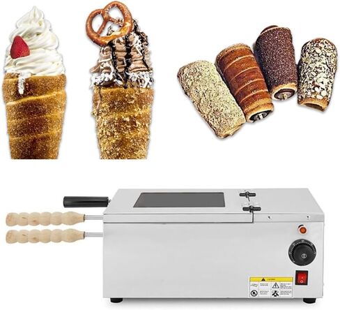 Commercial Chimney Cake Oven, 1600W Electric Toaster Machine with 2 Baking Rollers, 5°C~300°C Temperature Range, Chimney Bread Roll Grill Maker for Restaurant Home Kitche in Saudi Arabia
