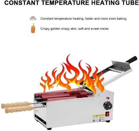 Commercial Chimney Cake Oven, 1600W Electric Toaster Machine with 2 Baking Rollers, 5°C~300°C Temperature Range, Chimney Bread Roll Grill Maker for Restaurant Home Kitche in Saudi Arabia