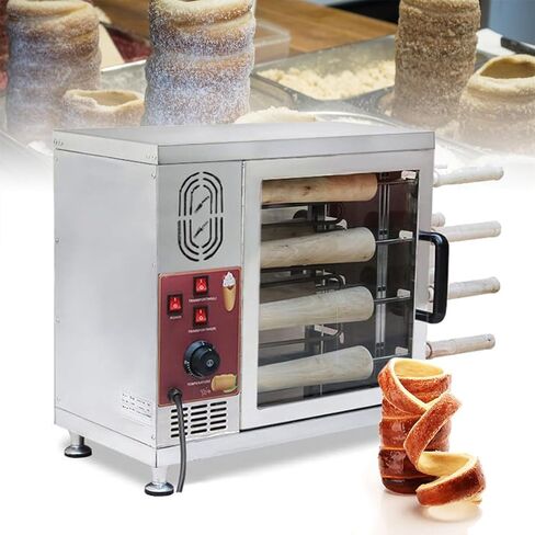 Commercial Chimney Cake Machine Oven, 3000W Electric Toaster Machine with 16Pcs Roll Tools, Chimney Bread Roll Grill Maker for Restaurant Home Kitchen Snack Bar in Saudi Arabia