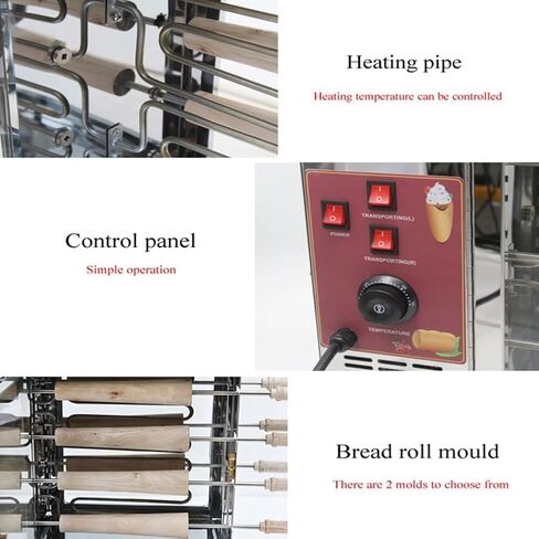 Commercial Chimney Cake Machine Oven, 3000W Electric Toaster Machine with 16Pcs Roll Tools, Chimney Bread Roll Grill Maker for Restaurant Home Kitchen Snack Bar in Saudi Arabia
