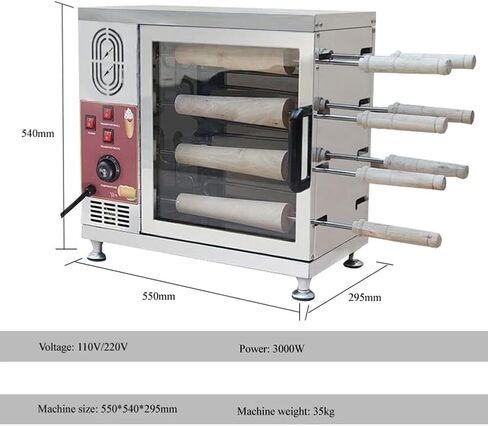Commercial Chimney Cake Machine Oven, 3000W Electric Toaster Machine with 16Pcs Roll Tools, Chimney Bread Roll Grill Maker for Restaurant Home Kitchen Snack Bar in Saudi Arabia