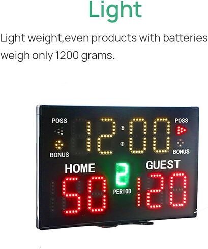 Basketball Digital Scoreboard, Wall-Mounted Professional Score Clock with Remote, Buzzer and Five Adjustable Brightness Levels, for Table Tennis, Volleyball, Football, Te in Kuwait