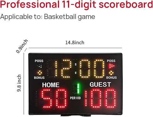 Basketball Digital Scoreboard, Wall-Mounted Professional Score Clock with Remote, Buzzer and Five Adjustable Brightness Levels, for Table Tennis, Volleyball, Football, Te in Kuwait