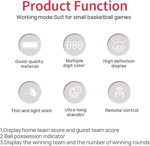 Basketball Digital Scoreboard, Wall-Mounted Professional Score Clock with Remote, Buzzer and Five Adjustable Brightness Levels, for Table Tennis, Volleyball, Football, Te in Kuwait