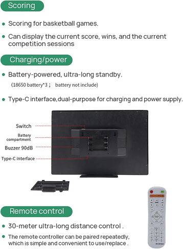 Basketball Digital Scoreboard, Wall-Mounted Professional Score Clock with Remote, Buzzer and Five Adjustable Brightness Levels, for Table Tennis, Volleyball, Football, Te in Kuwait