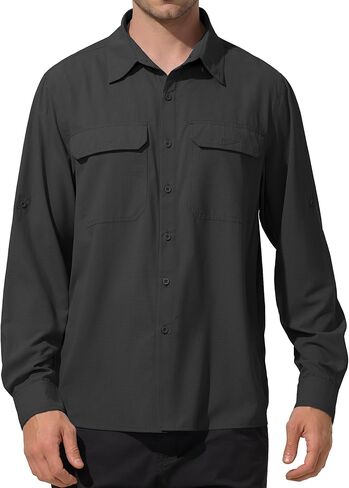 Mens UPF 50+ UV Sun Protection Fishing Shirts PFG Shirts Quick Dry Cooling Roll-Up Sleeves Button Down Shirts in Kuwait