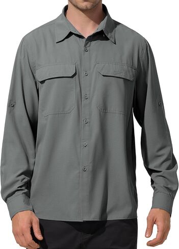 Mens UPF 50+ UV Sun Protection Fishing Shirts PFG Shirts Quick Dry Cooling Roll-Up Sleeves Button Down Shirts in Kuwait