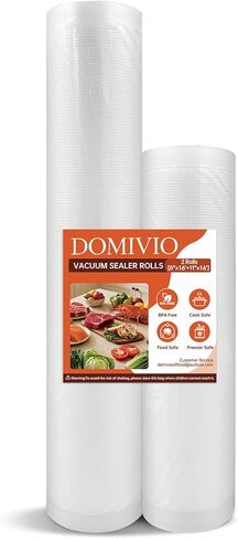 رولات أكياس تفريغ الهواء، عبوتان بحجم قابل للتخصيص، بكرات حفظ طعام مزخرفة خالية من مادة BPA لفيديو Sous Vide والفريزر وإعداد الوجبات، متوافقة مع جميع ماكينات إغلاق الفراغات (8 بوصة × 16 بوصة و11 بوصة × 16 بوصة) in Kuwait