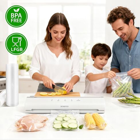 رولات أكياس تفريغ الهواء، عبوتان بحجم قابل للتخصيص، بكرات حفظ طعام مزخرفة خالية من مادة BPA لفيديو Sous Vide والفريزر وإعداد الوجبات، متوافقة مع جميع ماكينات إغلاق الفراغات (8 بوصة × 16 بوصة و11 بوصة × 16 بوصة) in Kuwait