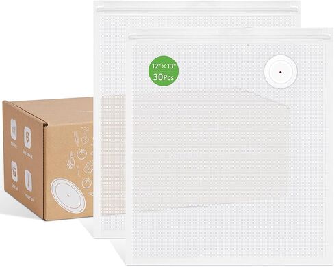 30 كيسًا لحفظ الطعام قابل لإعادة الاستخدام من سينتوس، أكياس كبيرة بسحاب لتخزين الطعام مقاس 30.48 سم × 33.02 سم مع صمام هواء مانع للتسرب وخالي من البيسفينول أ، يحافظ على نضارة الطعام، متوافق مع مانعات التسرب المضغوطة in Kuwait