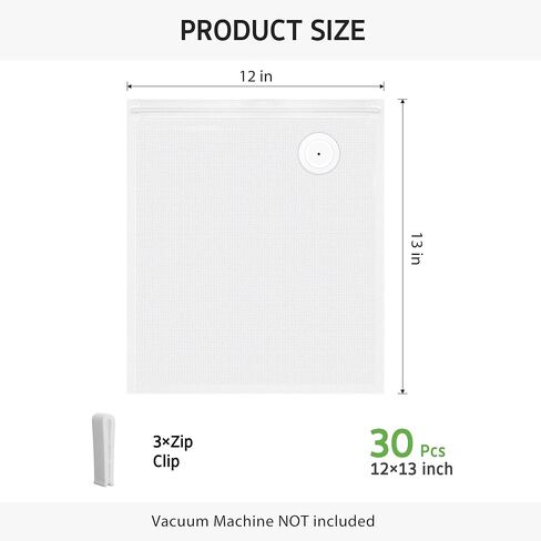 30 كيسًا لحفظ الطعام قابل لإعادة الاستخدام من سينتوس، أكياس كبيرة بسحاب لتخزين الطعام مقاس 30.48 سم × 33.02 سم مع صمام هواء مانع للتسرب وخالي من البيسفينول أ، يحافظ على نضارة الطعام، متوافق مع مانعات التسرب المضغوطة in Kuwait