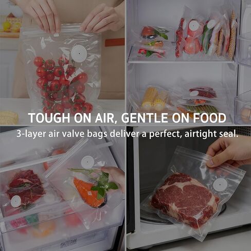 30 كيسًا لحفظ الطعام قابل لإعادة الاستخدام من سينتوس، أكياس كبيرة بسحاب لتخزين الطعام مقاس 30.48 سم × 33.02 سم مع صمام هواء مانع للتسرب وخالي من البيسفينول أ، يحافظ على نضارة الطعام، متوافق مع مانعات التسرب المضغوطة in Kuwait