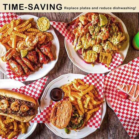 150 قطعة من أوراق ديلي المربعة، 50 ورقة شمع للطعام مقاس 12 × 12 بوصة وبطانات الساندويتشات مقاس 7 × 7 بوصة، بطانات سلة الطعام للبرجر والحفلات والخارجية in Kuwait