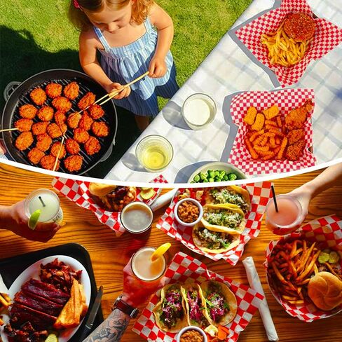 150 قطعة من أوراق ديلي المربعة، 50 ورقة شمع للطعام مقاس 12 × 12 بوصة وبطانات الساندويتشات مقاس 7 × 7 بوصة، بطانات سلة الطعام للبرجر والحفلات والخارجية in Kuwait