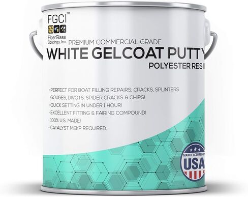 FGCI GELCOAT إصلاح المعجون حشو المثبت ومركب الترميم، 1 باينت أبيض، مجموعة إصلاح كشط رقاقة الكراك من الألياف الزجاجية، هيكل القارب، سطح السفينة، الجزء السفلي، إصلاح وحدة التحكم... in Kuwait