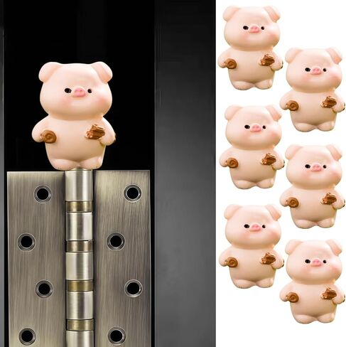 مجموعة رؤوس المفصلات المزخرفة 6 قطع، ديكور المنزل، مفصلات مغناطيسية للباب، حيوانات صغيرة إبداعية لطيفة، خنازير صغيرة، زخارف من الراتنج in Kuwait