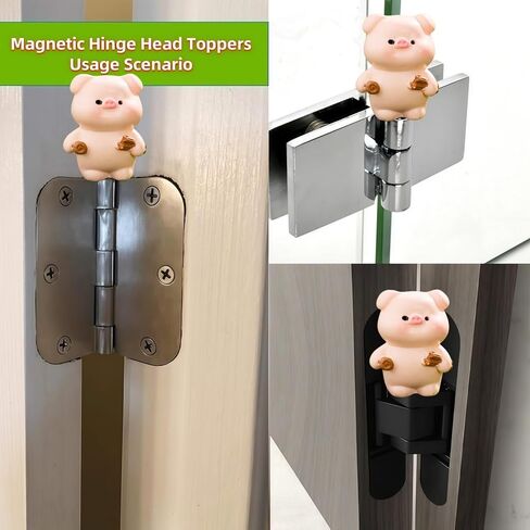 مجموعة رؤوس المفصلات المزخرفة 6 قطع، ديكور المنزل، مفصلات مغناطيسية للباب، حيوانات صغيرة إبداعية لطيفة، خنازير صغيرة، زخارف من الراتنج in Kuwait