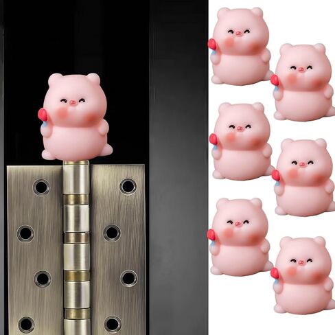 Hinge Heads Decorative Topper Set 6PCS, Home Decoration,Magnetic Hinge Head Toppers Door Hinge, Cute Mini Creative Little Pig Holding Popsicle, Resin Ornament in Saudi Arabia