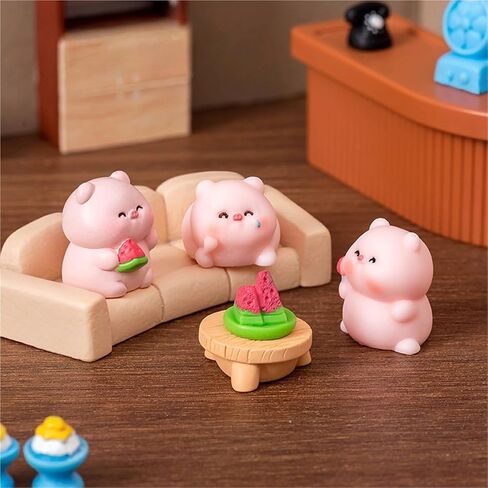 Hinge Heads Decorative Topper Set 6PCS, Home Decoration,Magnetic Hinge Head Toppers Door Hinge, Cute Mini Creative Little Pig Holding Popsicle, Resin Ornament in Saudi Arabia