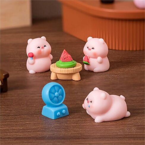 Hinge Heads Decorative Topper Set 6PCS, Home Decoration,Magnetic Hinge Head Toppers Door Hinge, Cute Mini Creative Little Pig Holding Popsicle, Resin Ornament in Saudi Arabia