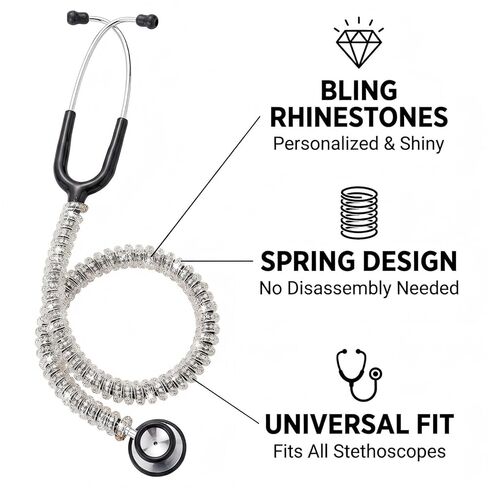 غطاء لسماعة الطبيب بلينغ أغطية رفيعة من الكريستال العالمي لسماعة الطبيب ليتمان (أبيض) in Kuwait