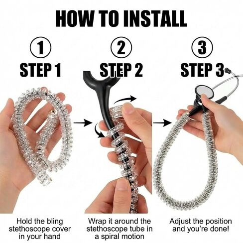 غطاء لسماعة الطبيب بلينغ أغطية رفيعة من الكريستال العالمي لسماعة الطبيب ليتمان (أبيض) in Kuwait