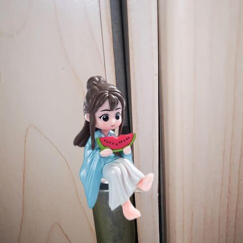 Hinge Heads Decorative Topper Set 1PCS, Home Decoration,Magnetic Hinge Head Toppers Door Hinge, Cute Mini Creative Retro Blue Girl Eating Watermelon, Resin Ornament in Saudi Arabia