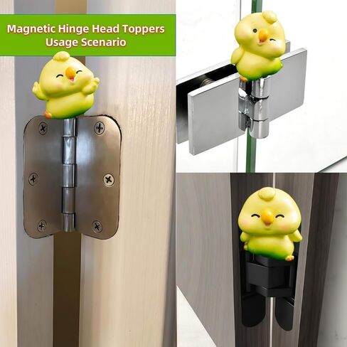 Hinge Heads Decorative Topper Set 3PCS, Home Decoration,Magnetic Hinge Head Toppers Door Hinge, Cute Mini Creative Yellow Little Bird, Chick, Parrot, Resin Ornament in Saudi Arabia