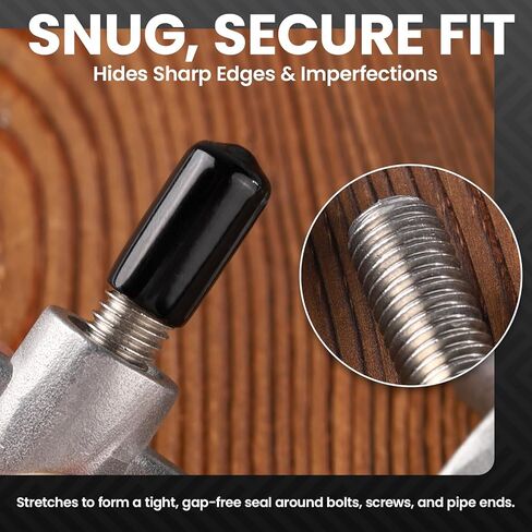 HNYYZL 184Pcs Black Round Vinyl Rubber End Caps - Durable Bolt & Screw Covers (2/25" to 4/5") for Protection and Aesthetics in Kuwait