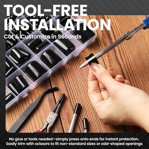 HNYYZL 184Pcs Black Round Vinyl Rubber End Caps - Durable Bolt & Screw Covers (2/25" to 4/5") for Protection and Aesthetics in Kuwait