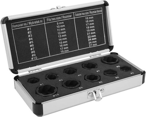 Bolt Remover Hex Black Steel Damaged Nut Stud Extractor Removal Kit with Aluminium Box for Repairs in Kuwait