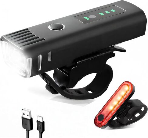 مجموعة مصابيح الدراجة Lumor قابلة لإعادة الشحن عبر USB-C، مصباح أمامي وخلفي للدراجة فائق السطوع، استشعار تلقائي، مقاومة للماء IPX6، 4 أوضاع، سهلة التركيب لركوب الدراجات على الطرق والجبال in Saudi Arabia