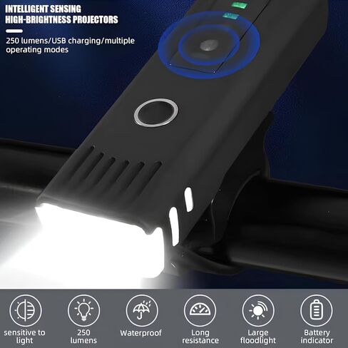 مجموعة مصابيح الدراجة Lumor قابلة لإعادة الشحن عبر USB-C، مصباح أمامي وخلفي للدراجة فائق السطوع، استشعار تلقائي، مقاومة للماء IPX6، 4 أوضاع، سهلة التركيب لركوب الدراجات على الطرق والجبال in Saudi Arabia
