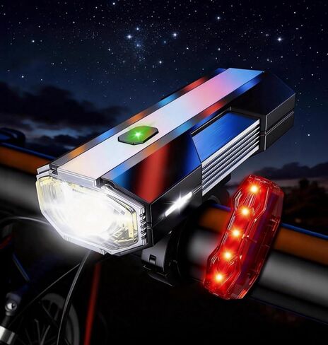 Bike Lights for Night Riding with Power Bank Function, USB-C Rechargeable Bike Lights, Bicycle Headlight Front and Back, Aluminum Alloy Construction, IPX6 Waterproof Rating 5 Lighting Modes in Kuwait