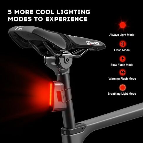 Compact Design Bike Lights Set, Front and Back Lights, IP64 Waterproof, 6 Modes Cycling Light, USB Rechargeable Tail Light in Saudi Arabia