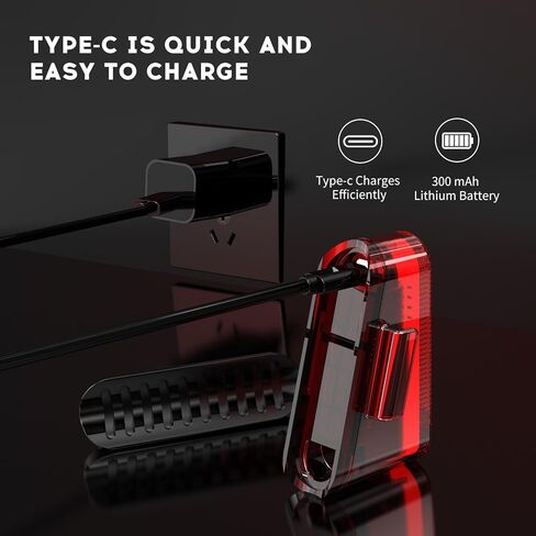 Compact Design Bike Lights Set, Front and Back Lights, IP64 Waterproof, 6 Modes Cycling Light, USB Rechargeable Tail Light in Saudi Arabia