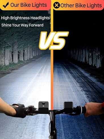 Bike Lights Front and Back, Bicycle Light with Power Bank Function, Bike Lights for Night Riding Rechargeable USB-C, IPX6 Waterproof, 5 Modes Bicycle Headlight for Road Mountain Cycling in Kuwait