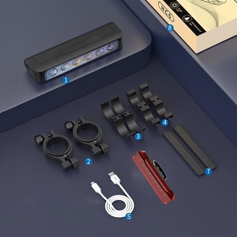 أضواء الدراجة الساطعة لركوب الليل 6 المصابيح دراجة الجبهة ضوء دراجة المصباح قابلة للشحن أضواء الدراجة للماء in Kuwait