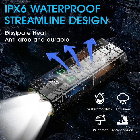 2025 أضواء دراجة ساطعة لركوب الليل 9500 لومن، مصباح أمامي للدراجة، دراجة قابلة لإعادة الشحن عبر USB 3 مصابيح LED - 17 وضعية وقت التشغيل 52+ ساعة، ضوء خلفي لركوب الدراجات على الطرق الجبلية، IPX6 مقاوم للماء in Kuwait