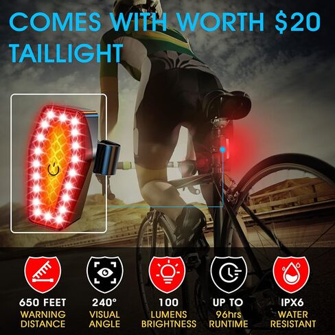 2025 أضواء دراجة ساطعة لركوب الليل 9500 لومن، مصباح أمامي للدراجة، دراجة قابلة لإعادة الشحن عبر USB 3 مصابيح LED - 17 وضعية وقت التشغيل 52+ ساعة، ضوء خلفي لركوب الدراجات على الطرق الجبلية، IPX6 مقاوم للماء in Kuwait