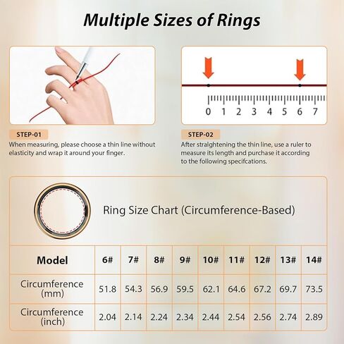 Smart Health Rings for Women & Men Fitness Ring with Heart Rate, Blood Oxygen, Step Tracker Ring, Sleep Tracker, IP68 Waterproof Smart Ring for iOS & Android,No Subscription Fee(Gold, 8#) in Saudi Arabia