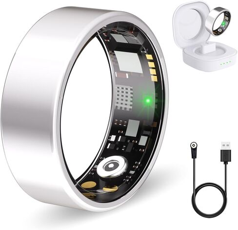Smart Health Rings for Women & Men Fitness Ring with Heart Rate, Blood Oxygen, Step Tracker Ring, Sleep Tracker, IP68 Waterproof Smart Ring for iOS & Android,No Subscription Fee(Gold, 8#) in Saudi Arabia