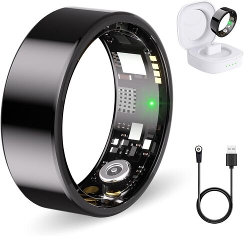Smart Health Rings for Women & Men Fitness Ring with Heart Rate, Blood Oxygen, Step Tracker Ring, Sleep Tracker, IP68 Waterproof Smart Ring for iOS & Android,No Subscription Fee(Gold, 8#) in Saudi Arabia