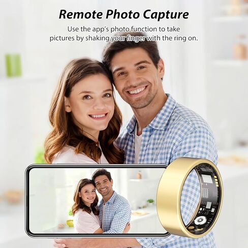 Smart Health Rings for Women & Men Fitness Ring with Heart Rate, Blood Oxygen, Step Tracker Ring, Sleep Tracker, IP68 Waterproof Smart Ring for iOS & Android,No Subscription Fee(Gold, 8#) in Saudi Arabia