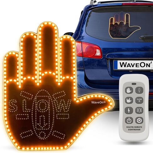 WaveOn Pro Fun Finger Car Light with Remote | Glogesture Led Hand Sign for Car with 3 New Gestures | Vehicle Electronics Gadget | Ideal Gifted Truck Accessories, Car Accessories for Men & Women in Kuwait